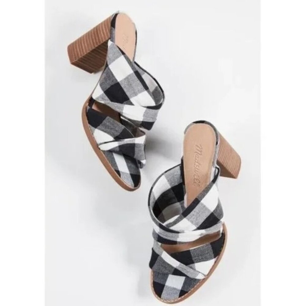 🆕MADEWELL Alexandria Gingham Check Sandal Shoes 8.5 Black & White - Picture 4 of 9